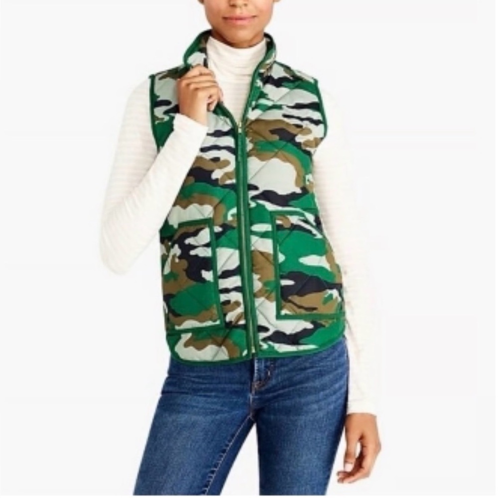 🖤 J. Crew Mercantile Women’s Excursion Quilted Green Camo Puffer Vest 🖤
